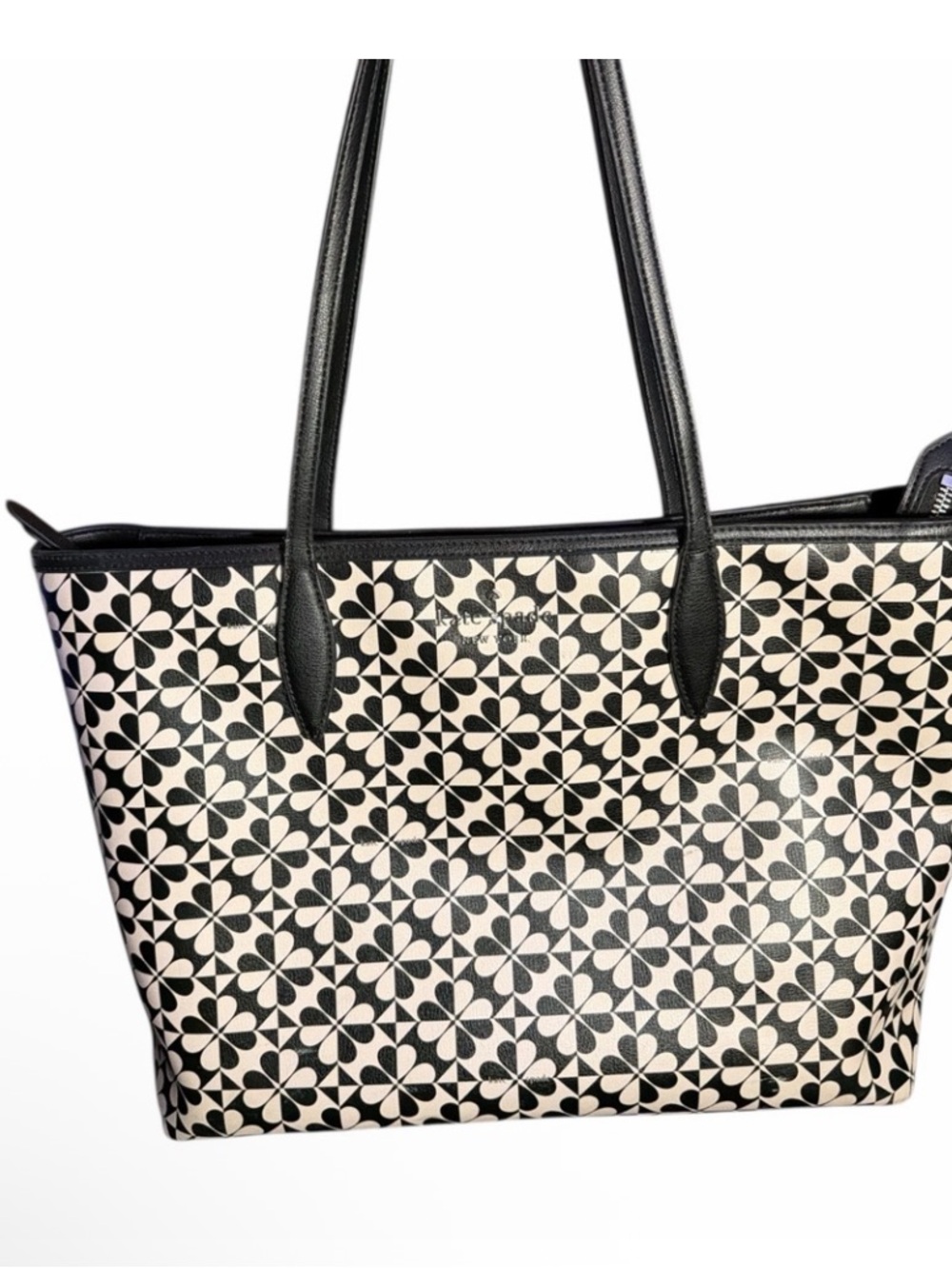 kate spade Black and Cream Floral Geometric Tote